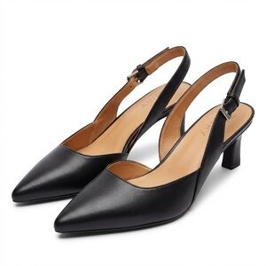 Naturalizer Black Pointed-Toe Slingback Heels